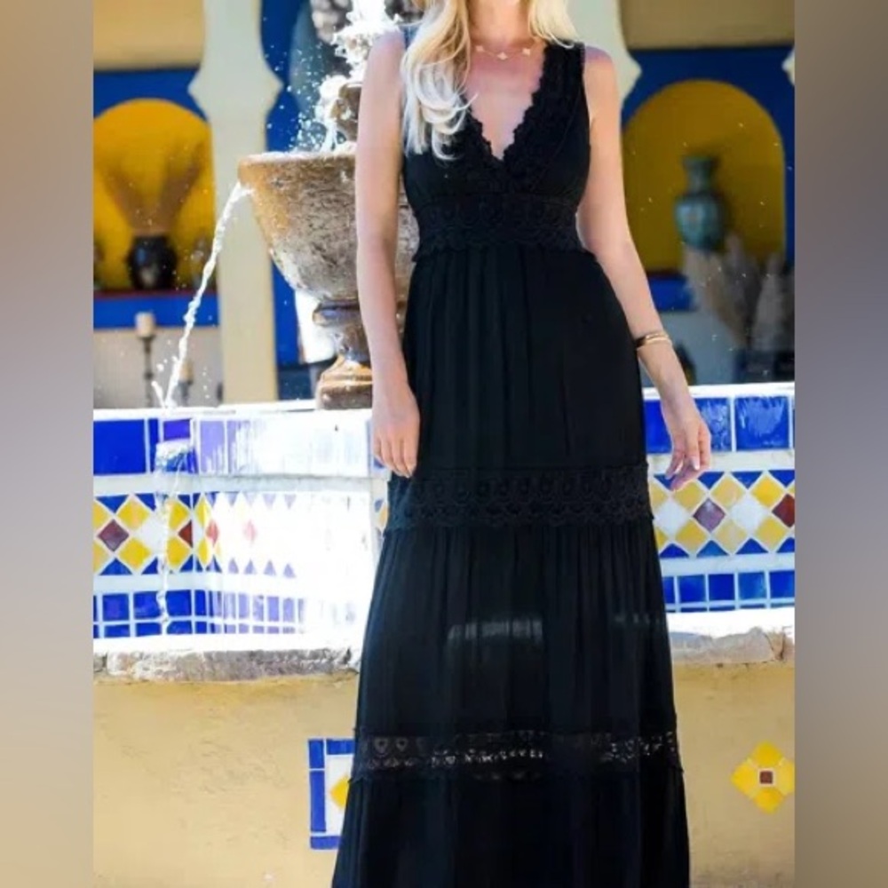 Black Crochet Maxi Dress